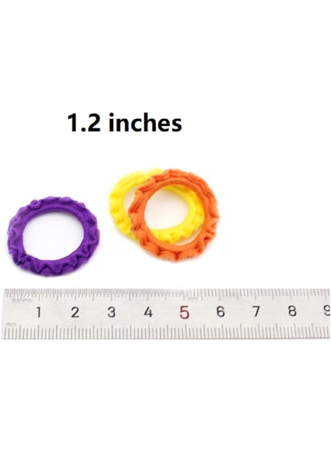 Hot&Sattion 100 Pcs Baby Hair Ties, Cotton Toddler Hair Ties for Girls and Kids, Multicolor Small Seamless Hair Bands Elastic Ponytail Holders - Image 2