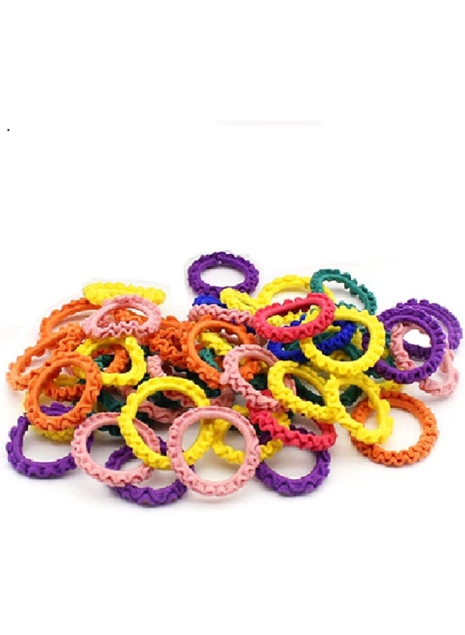 Hot&Sattion 100 Pcs Baby Hair Ties, Cotton Toddler Hair Ties for Girls and Kids, Multicolor Small Seamless Hair Bands Elastic Ponytail Holders - Image 3