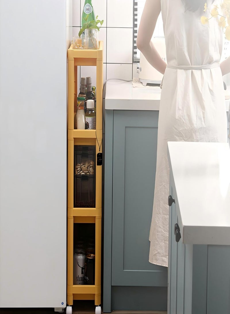 Sharpdo 4 Layer Bathroom storage rack floor standing Kitchen Rack Yellow - Image 2