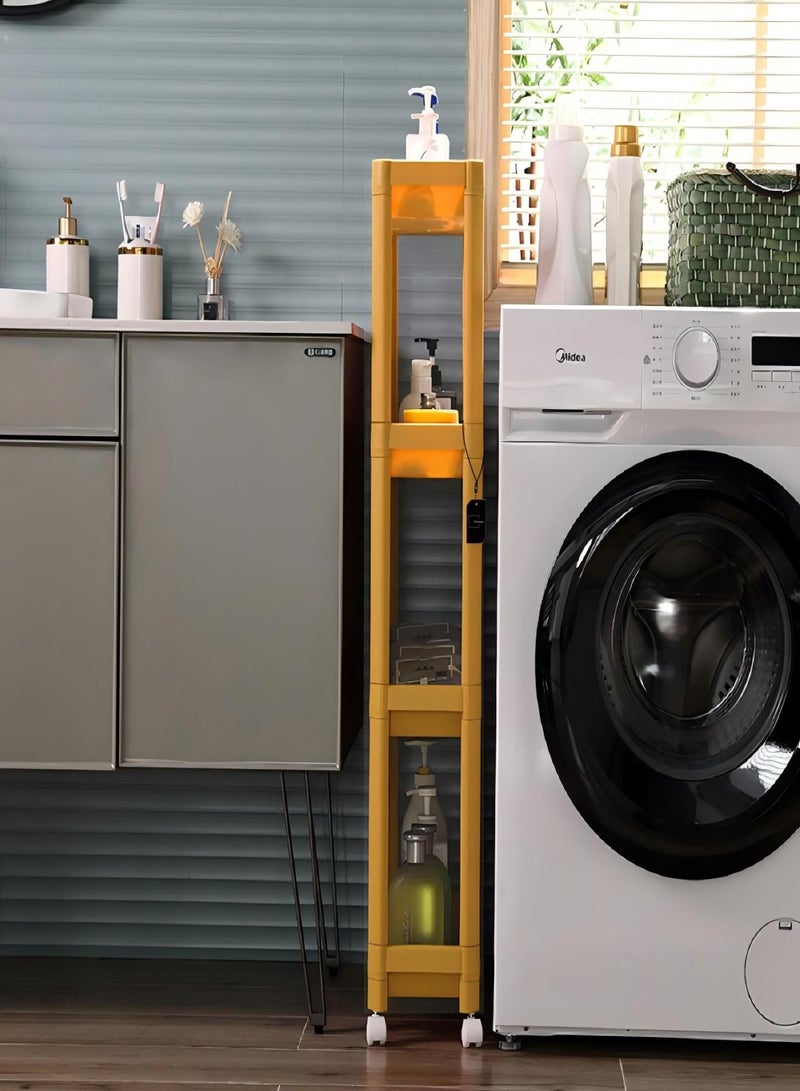 Sharpdo 4 Layer Bathroom storage rack floor standing Kitchen Rack Yellow - Image 1