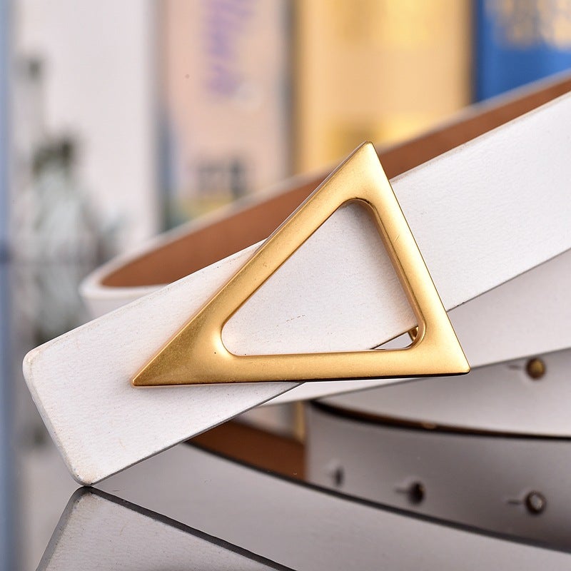 Girls' Leather Belt Smooth Buckle Tiktok Leather Belt Women'S Youth Belt Women'S Simple Internet Popular - Image 4