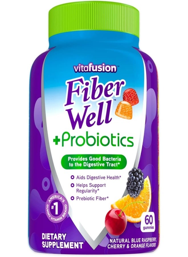 Vitafusion Fiber Well + Probiotics Gummies for Adults, 60 Count - Image 1