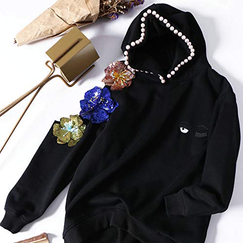 FEEPOP 2 pcs Blue/Gold/Green Sequins Patch DIY Flower Beaded Patches for Clothes Sew On Paillette Embroidered Patch Motif Applique (Blue) - Image 2