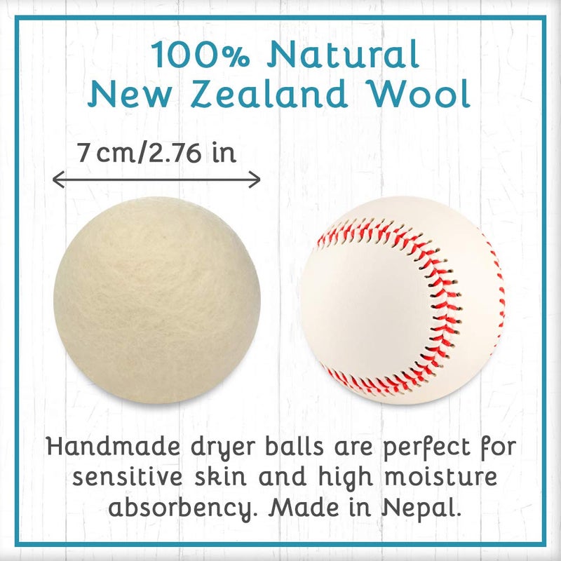 B&N All Natural at Home, Daisy's Wool Dryer Balls for Sensitive Skin, High Moisture Absorbent, Static Reducing and Wrinkle Prevention, XL Pieces, White, 3 Count - Image 3