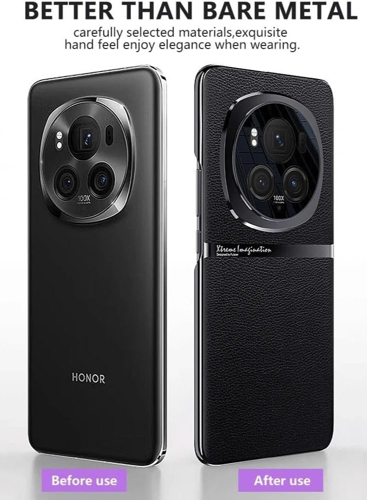 General Case Compatible with Honor Magic 6 Pro, Premium Luxury Leather Case Ultra-Thin Anti-Fingerprint Shockproof Hard PC Plating Bumper Case for Honor Magic 6 Pro  - Image 2