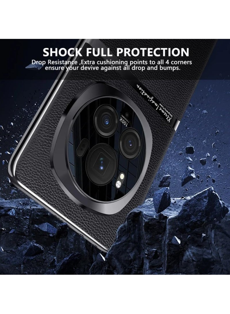 General Case Compatible with Honor Magic 6 Pro, Premium Luxury Leather Case Ultra-Thin Anti-Fingerprint Shockproof Hard PC Plating Bumper Case for Honor Magic 6 Pro  - Image 3