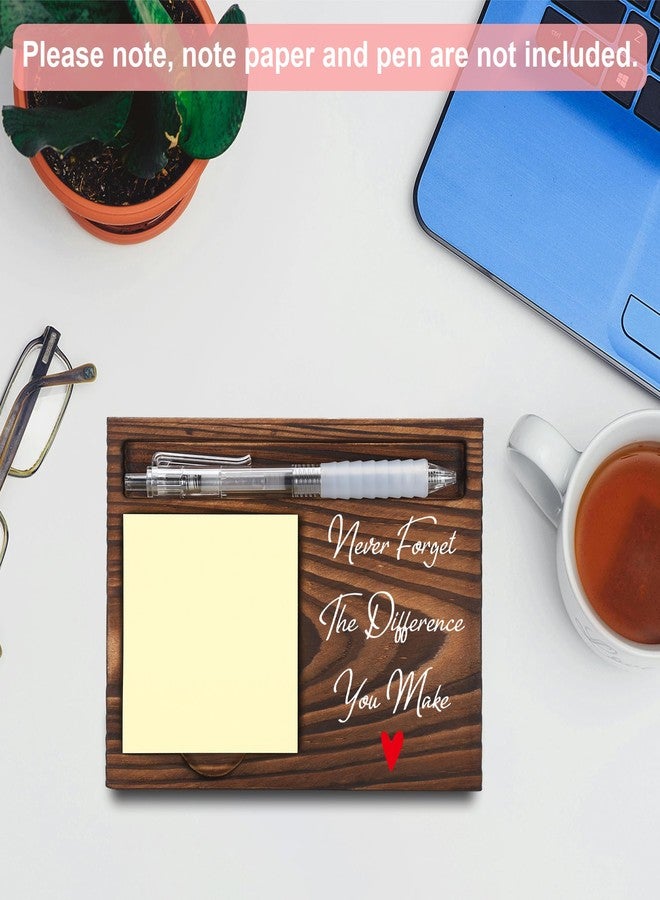 FTONENI Appreciation Gifts for Coworker, Thank You Gifts, Never Forget The Difference You Make Sticky Note Holder, Post-it Note Dispenser for Desk, Wooden Post-it Note & Pen Holder 6.5" x 4.7" - FTA115 - Image 4