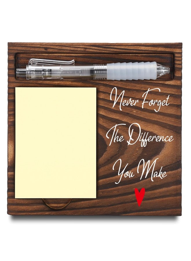 FTONENI Appreciation Gifts for Coworker, Thank You Gifts, Never Forget The Difference You Make Sticky Note Holder, Post-it Note Dispenser for Desk, Wooden Post-it Note & Pen Holder 6.5" x 4.7" - FTA115 - Image 1
