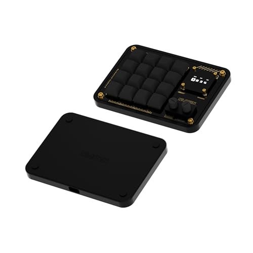 NLOFIN Double Knob Custom Macro Pad Programmable Designer Mini Keyboard 16 Keys with Screen (Black,KB16) - Image 1