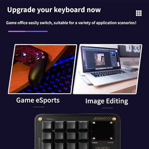 NLOFIN Double Knob Custom Macro Pad Programmable Designer Mini Keyboard 16 Keys with Screen (Black,KB16) - Image 4