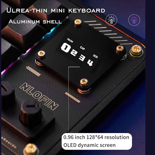NLOFIN Double Knob Custom Macro Pad Programmable Designer Mini Keyboard 16 Keys with Screen (Black,KB16) - Image 5