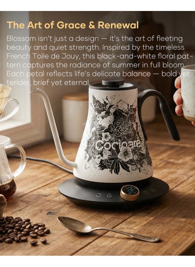 الكوكيناري غلاية كهربائية Cocinare Artisan Collection Blossom برقبة إوزة، سعة 0.9 لتر، من الفولاذ المقاوم للصدأ، مع تحكم دقيق في درجة الحرارة - Image 4