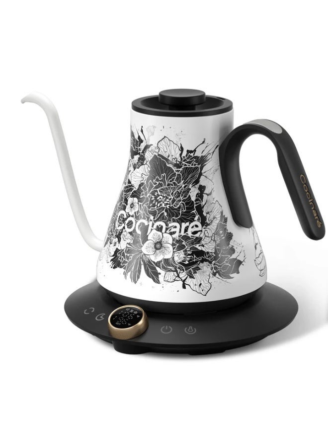 الكوكيناري غلاية كهربائية Cocinare Artisan Collection Blossom برقبة إوزة، سعة 0.9 لتر، من الفولاذ المقاوم للصدأ، مع تحكم دقيق في درجة الحرارة - Image 1