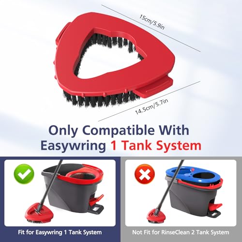 Caehomly 2 Pack 1-Tank Spin Mop Scrub Brush Head Replacement for O Ceda EasyWring 1-Tank System(Red), Hard Bristle Scrubber Brush for Floor Cleaning Accessories (Not Fit for RinseClean 2-Tank) - Image 2