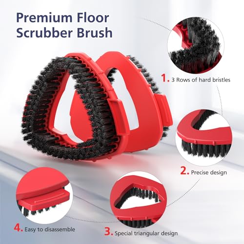 Caehomly 2 Pack 1-Tank Spin Mop Scrub Brush Head Replacement for O Ceda EasyWring 1-Tank System(Red), Hard Bristle Scrubber Brush for Floor Cleaning Accessories (Not Fit for RinseClean 2-Tank) - Image 3
