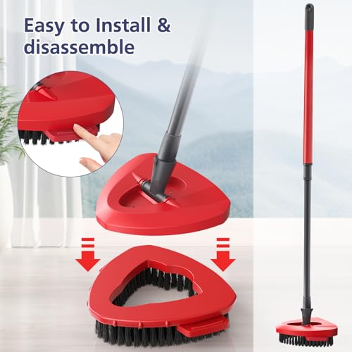 Caehomly 2 Pack 1-Tank Spin Mop Scrub Brush Head Replacement for O Ceda EasyWring 1-Tank System(Red), Hard Bristle Scrubber Brush for Floor Cleaning Accessories (Not Fit for RinseClean 2-Tank) - Image 4