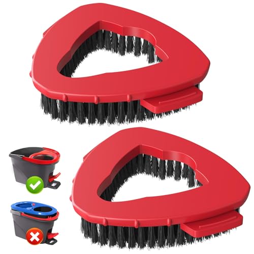 Caehomly 2 Pack 1-Tank Spin Mop Scrub Brush Head Replacement for O Ceda EasyWring 1-Tank System(Red), Hard Bristle Scrubber Brush for Floor Cleaning Accessories (Not Fit for RinseClean 2-Tank) - Image 1