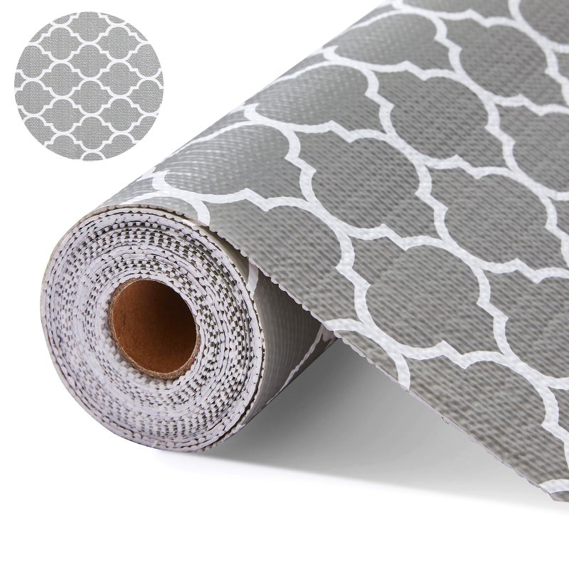 Drawer and Shelf Liner NonAdhesive Kitchen Cabinet LinersStrong Grip NonSlip Waterproof Washable MatsDurable Bathroom Cupboard Shelves Mat Dresser Grey 12 in x 10 FT