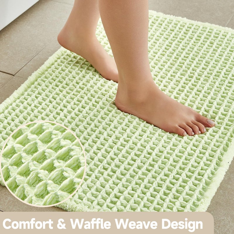 TYUU Waffle Bath Mat, Boho Bathroom Rugs Non Slip Washable Super Absorbent Quick Dry Cute Bath Mat Farmhouse Bathroom Decor, 30"x20" Pale Green - Image 3