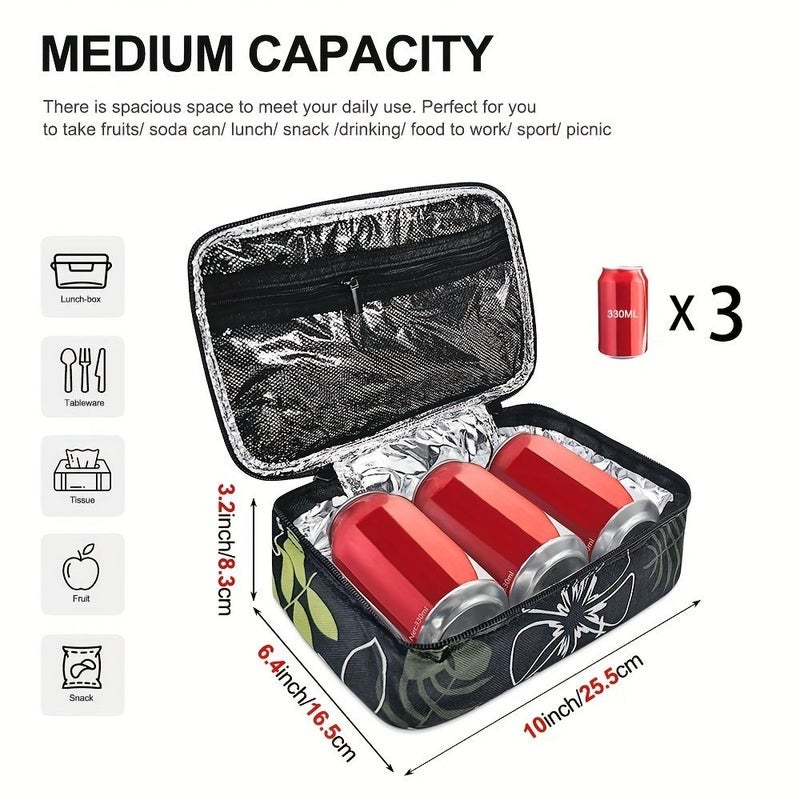 Black Insulated Lunch Bag Portable Cooler For Adults Work Travel - Image 4
