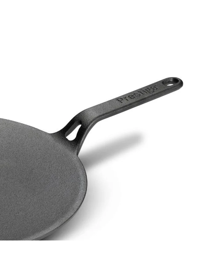Prestige Prestige Cast Iron Curved Tawa 26 cm | Induction Cast Iron Tawa Pan for Roti/Chapati/Dosa  with Stick Handle | Pre-Seasoned Cast Iron Cookware PR48884
