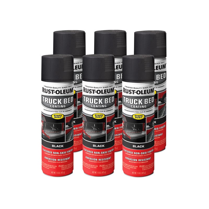 Rust-Oleum 248914-6PK Stops Rust Truck Bed Coating Spray Paint, 15 oz, Black, 6 Pack - Image 1