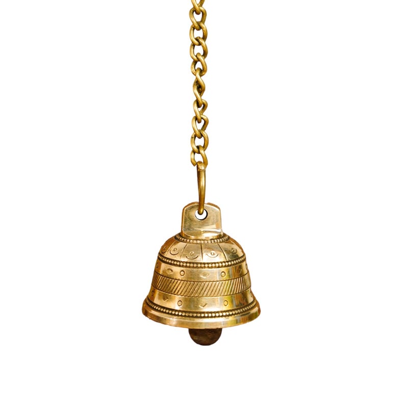 Ekhasa Ekhasa 100 Pure Brass Hanging Bells for Pooja Room Mandir Decor Home Decoration Mandir Bells with Hanging Decorative Temple Bell Hanging Accessories for Pooja Door Chain Hook Included  - Image 5