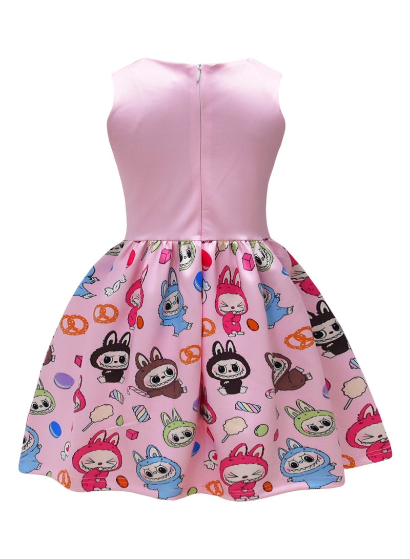 general Labubu Forest Elf Cartoon Print Children's Bow Vest Dress Meets the Everyday Appearance Gift for Birthdays - Image 2