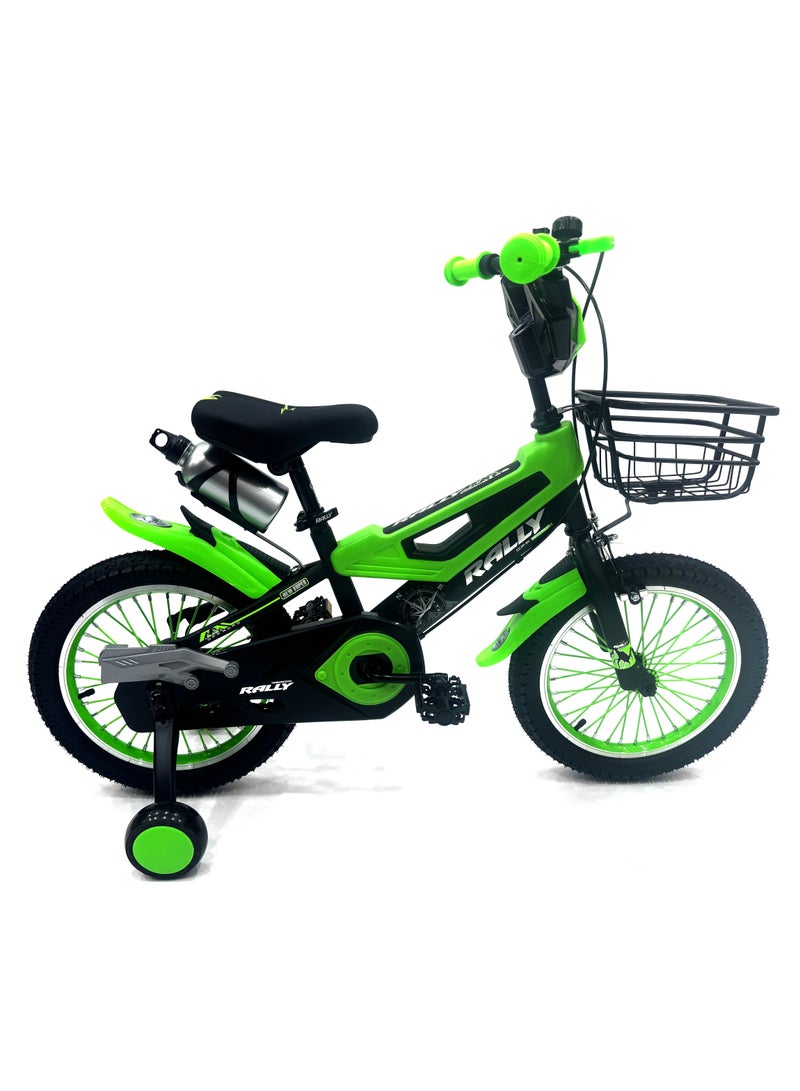 RALLY BICYCLE 16-Inch Kids Road Bike | 16-Inch Wheel Size | Adjustable Seat | Training Wheel | Chain Cover, Basket And Water Bottle | Green Color - Image 2