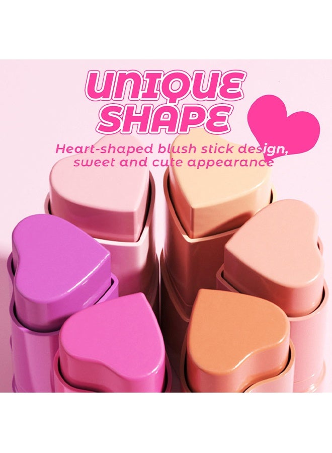 YOUNG VISION Cream Blush Stick,3-in-1 Heart Blush Stick (Cheek, Contour & Lip) - Buildable Matte Mousse Formula, Creamy Blendable Color, Long-Lasting Multi-Use Makeup #05 Soft Peony - Image 4