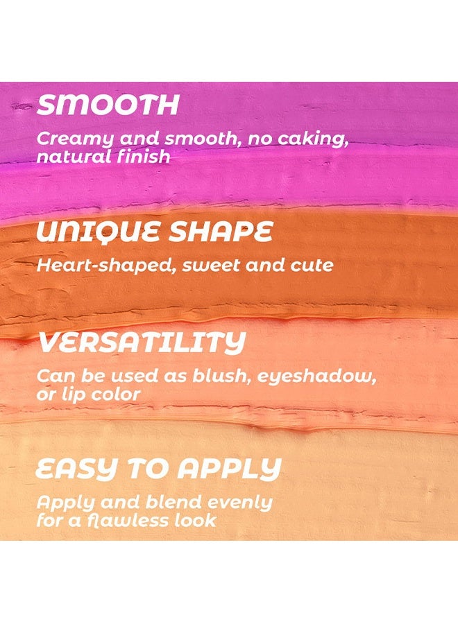 YOUNG VISION Cream Blush Stick,3-in-1 Heart Blush Stick (Cheek, Contour & Lip) - Buildable Matte Mousse Formula, Creamy Blendable Color, Long-Lasting Multi-Use Makeup #05 Soft Peony - Image 5