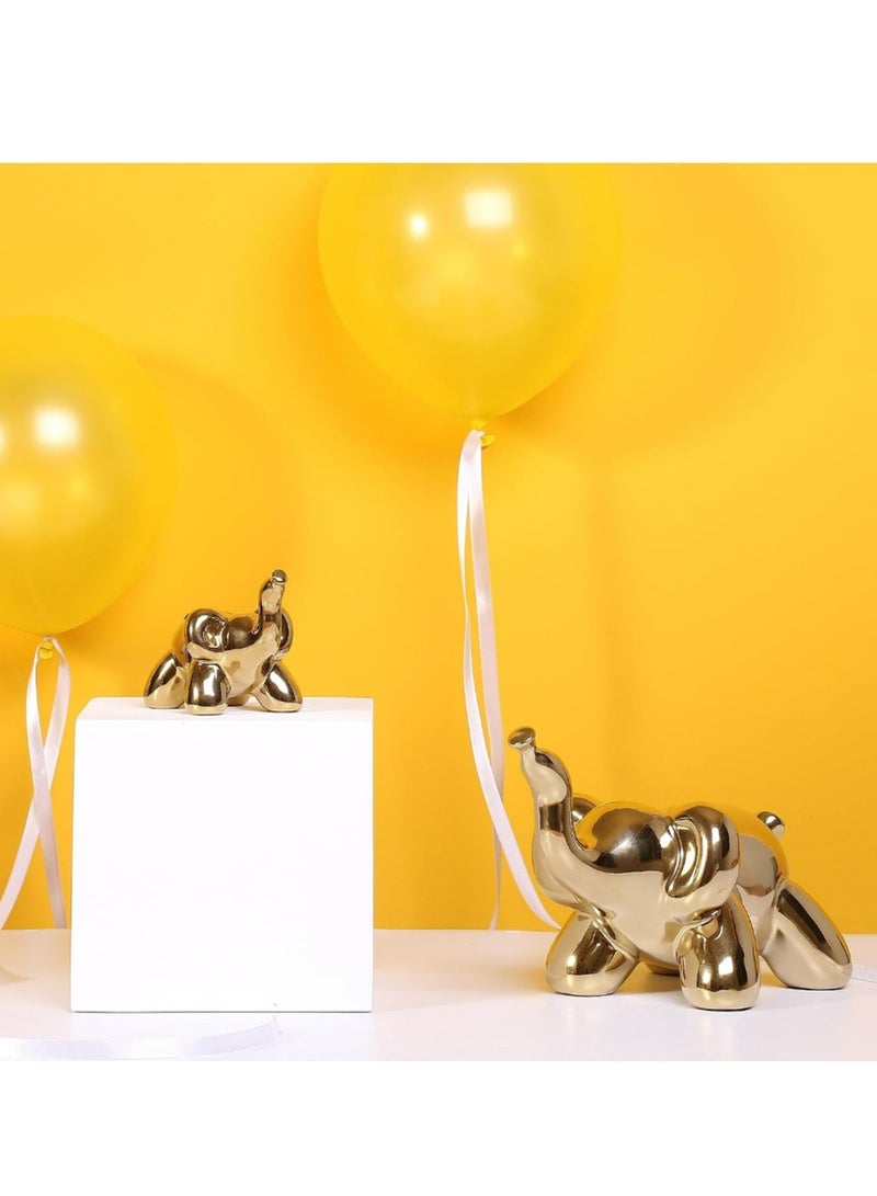 Gold Home Décor Balloon Figurine Accent, Small Ceramic Animal Statue Handmade Sculpture Ornament (Elephant)  - Image 4