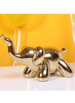 Generic Gold Home Décor Balloon Figurine Accent, Small Ceramic Animal Statue Handmade Sculpture Ornament (Elephant)  - Image 2
