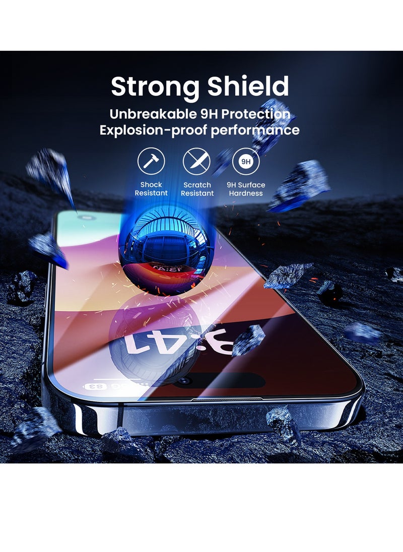 Brave - Privacy Screen Protector for iPhone 15 Pro 6.1 inch, Made of 9H Hardness Tempered Glass with 2.5D Curved Edges, Full Edge-to-Edge Coverage, Anti-Spy Privacy Filter, Scratch Resistant, Anti-Fingerprint Coating, Ultra HD Clarity, Includes Alignment Tray for Easy Installation, Bubble-Free, High Touch Response, Case Compatible Design - Image 1