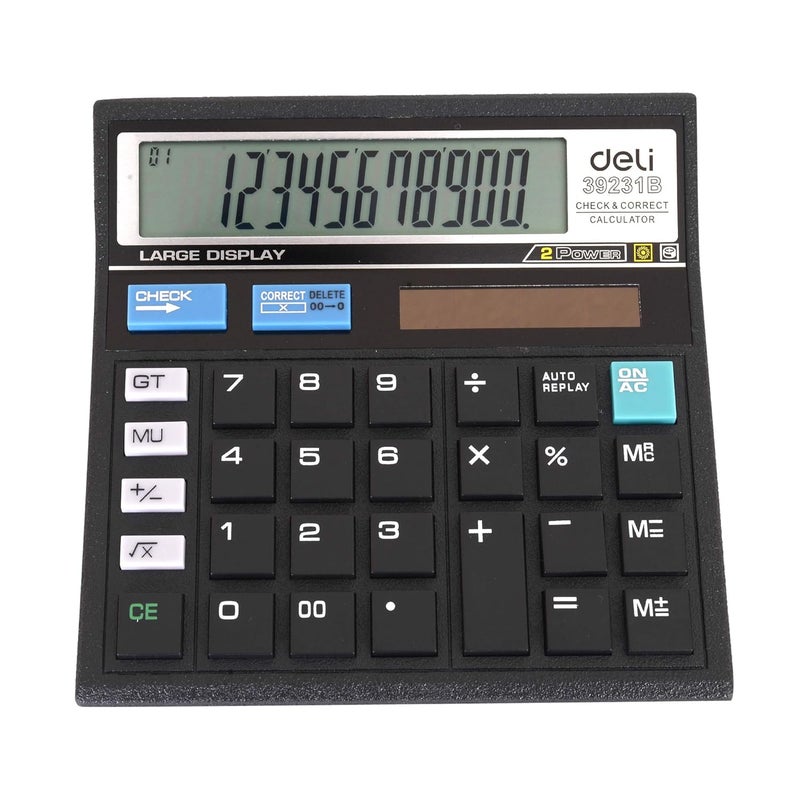 Deli W39231B GTM Basic Financial Calculator with Steps Check and Correct Function | 3 Years Warranty - Black - Image 1