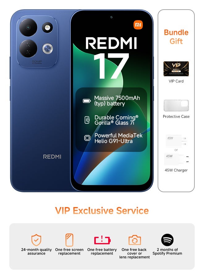 Xiaomi Redmi 17 Dual SIM 4G Deep Blue 4GB RAM 128GB - Global Version