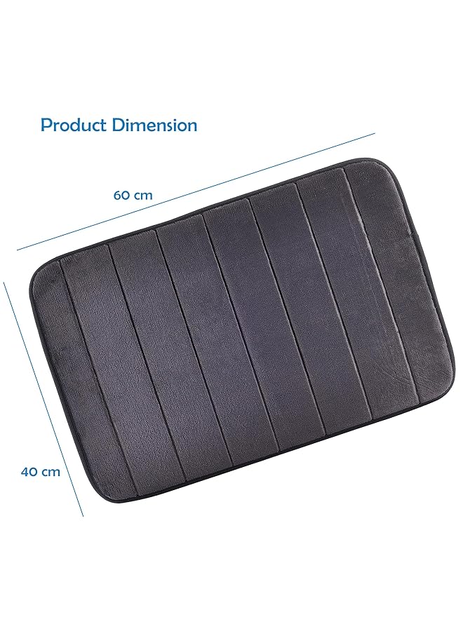 هوم برو سجادة حمام Tapate من الإسفنج الذكي الناعم غير القابل للانزلاق، قابلة للغسل في الغسالة، ماصة للماء، سجادة إسفنجية ناعمة غير قابلة للانزلاق، سجاد حمام ماص للمطبخ، أرضيات الحمام، رمادي - Image 2