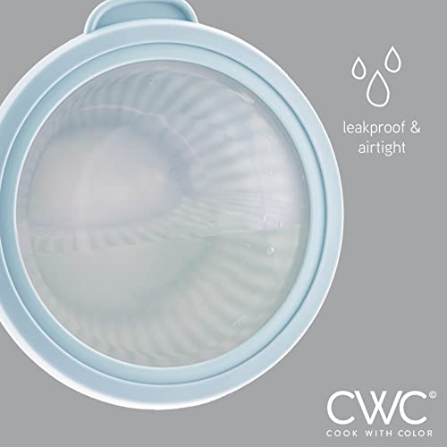 COOK WITH COLOR Prep Bowls with Lids- Wide and Deep Nesting Plastic Small Mixing Bowl Set with Lids, 8 Piece Set - Deep Bowls, Blue - Image 5