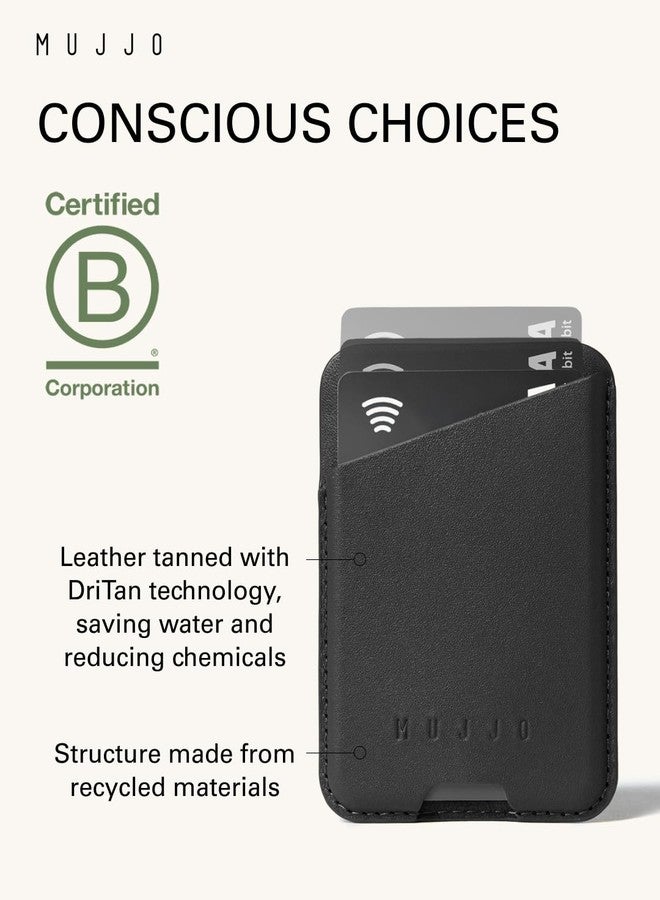 Mujjo Full Leather Magnetic Wallet for iPhone - Three-Card Easy-Access Design - Made From Luxurious Leather & Microfiber - Slim, Secure Design - Dark Tan - Image 4