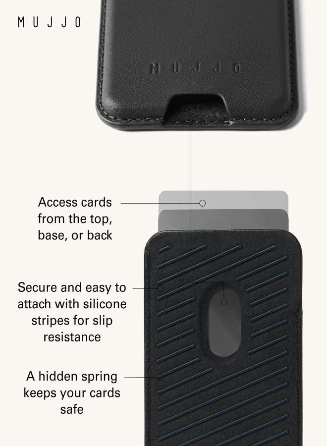 Mujjo Full Leather Magnetic Wallet for iPhone - Three-Card Easy-Access Design - Made From Luxurious Leather & Microfiber - Slim, Secure Design - Dark Tan - Image 3