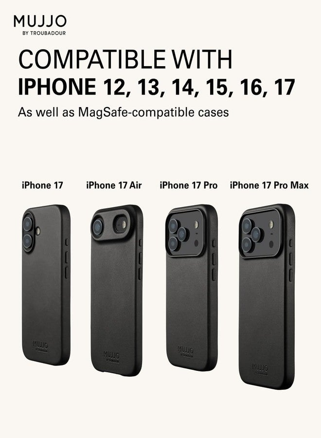 Mujjo Full Leather Magnetic Wallet for iPhone - Three-Card Easy-Access Design - Made From Luxurious Leather & Microfiber - Slim, Secure Design - Dark Tan - Image 5