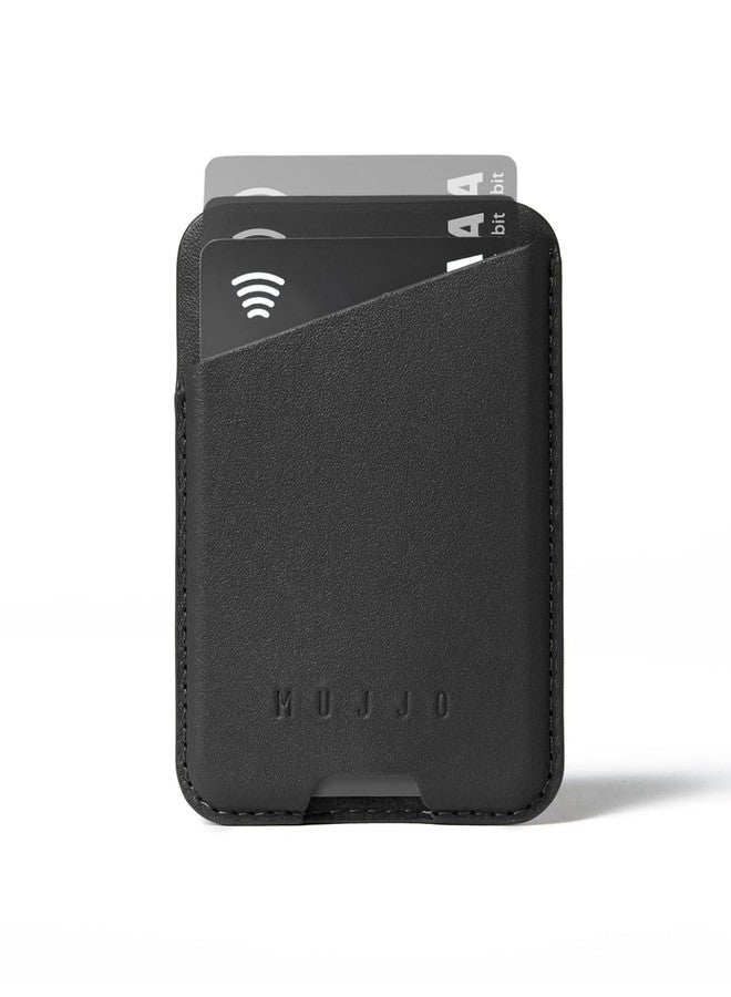 Mujjo Full Leather Magnetic Wallet for iPhone - Three-Card Easy-Access Design - Made From Luxurious Leather & Microfiber - Slim, Secure Design - Dark Tan - Image 1