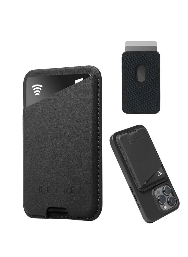 Mujjo Full Leather Magnetic Wallet for iPhone - Three-Card Easy-Access Design - Made From Luxurious Leather & Microfiber - Slim, Secure Design - Dark Tan - Image 2