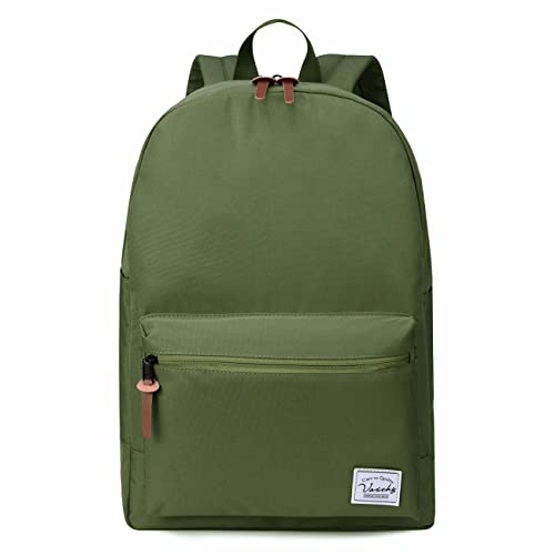 VASCHY School Backpack, Unisex Slim Lightweight Water-resistant Minimalist Backpack for Men Women College Schoolbag Travel Bookbag Green - Image 1