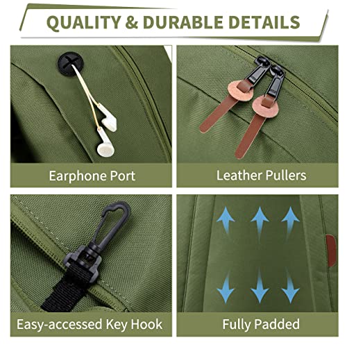 VASCHY School Backpack, Unisex Slim Lightweight Water-resistant Minimalist Backpack for Men Women College Schoolbag Travel Bookbag Green - Image 5