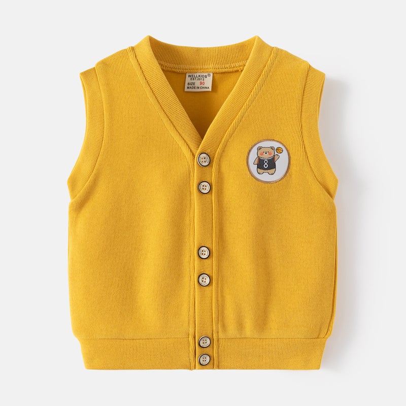 2026 Spring Children'S Vest For Boys, Cartoon Knitted Vest, Thin Outerwear For Baby Boys, Boys' Sleeveless Jacket - Image 1