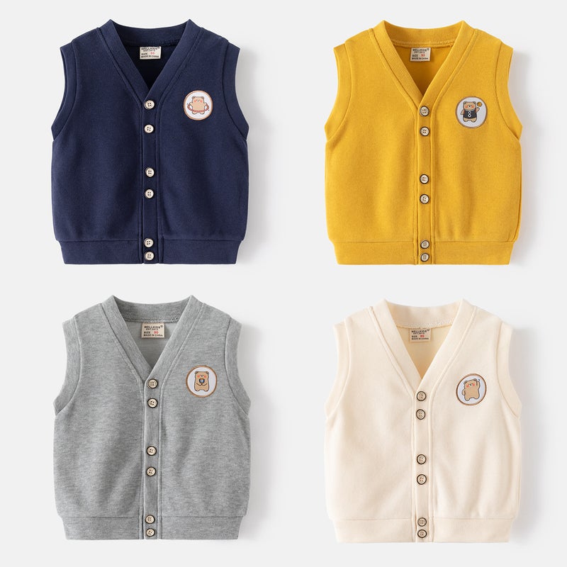 2026 Spring Children'S Vest For Boys, Cartoon Knitted Vest, Thin Outerwear For Baby Boys, Boys' Sleeveless Jacket - Image 2