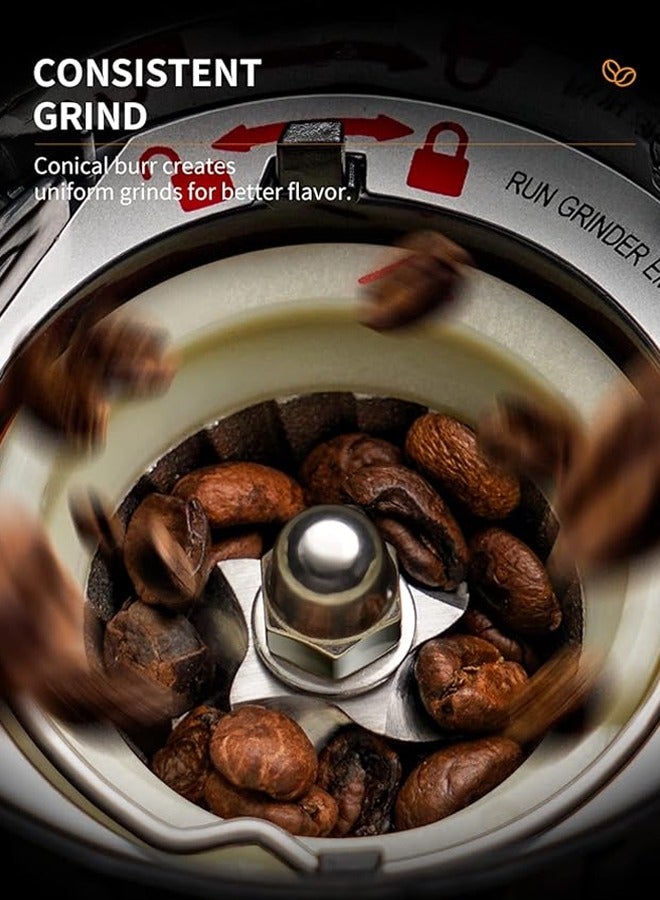 Cafelffe Anti-Static Conical Burr Coffee Grinder Machine With Precision Electronic Timer And 48 Thickness Settings Adjustable Coffee Bean Grinder Black 150W - Image 3