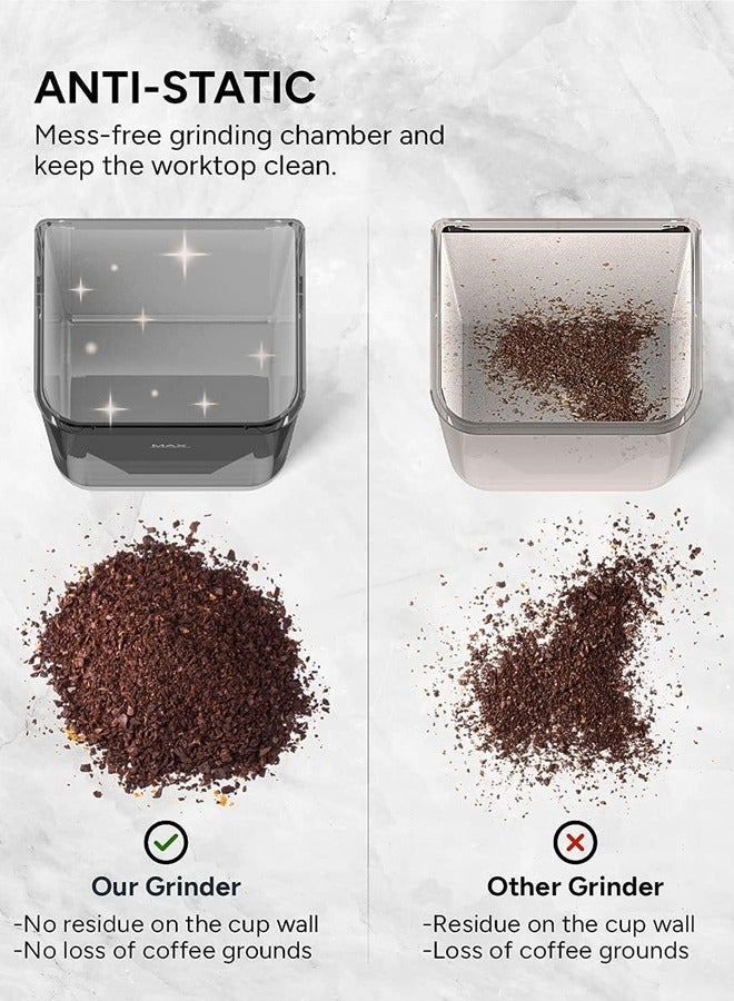 Cafelffe Anti-Static Conical Burr Coffee Grinder Machine With Precision Electronic Timer And 48 Thickness Settings Adjustable Coffee Bean Grinder Black 150W - Image 5