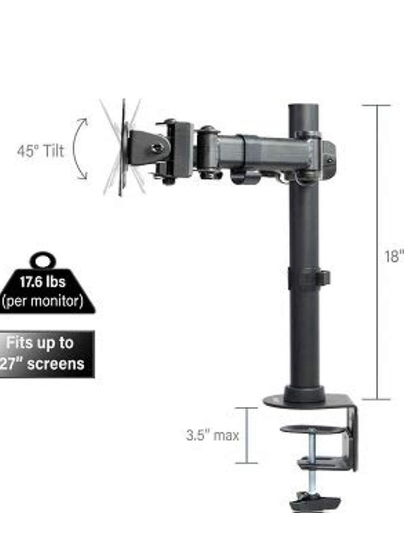 ELTRAZONE Fully Adjustable Dual Monitor Desk Mount Stand for 2 LCD Screens – Height Adjustable, Swivel, Tilt, Cable Management, Heavy-Duty Base for Home & Office – Ergonomic Monitor Mount for Optimal Viewing & Workspace Organization - Image 2